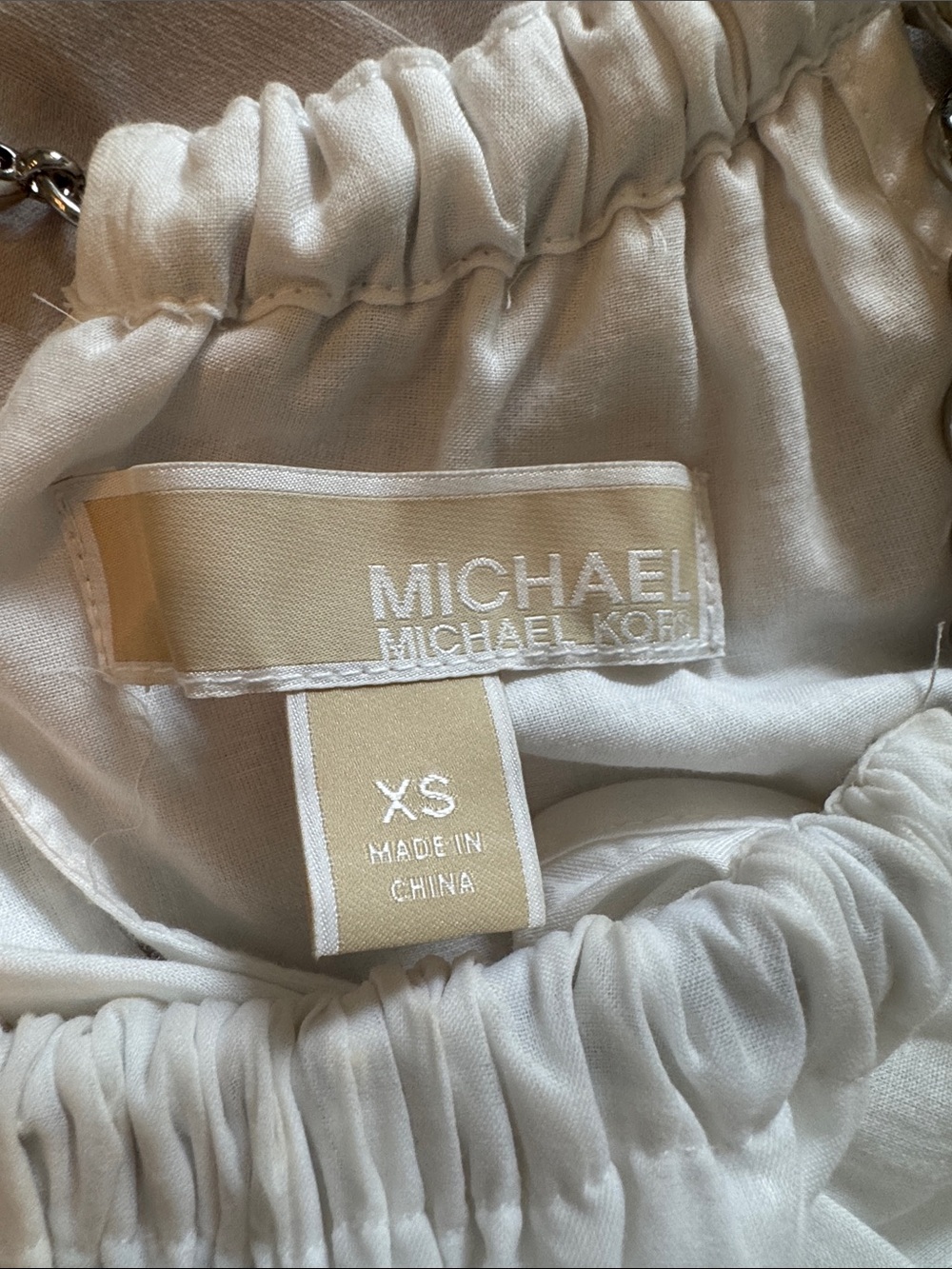Michael Kors White Halter Tiered Maxi Dress with Silver Accent Belt - Picture 5 of 6